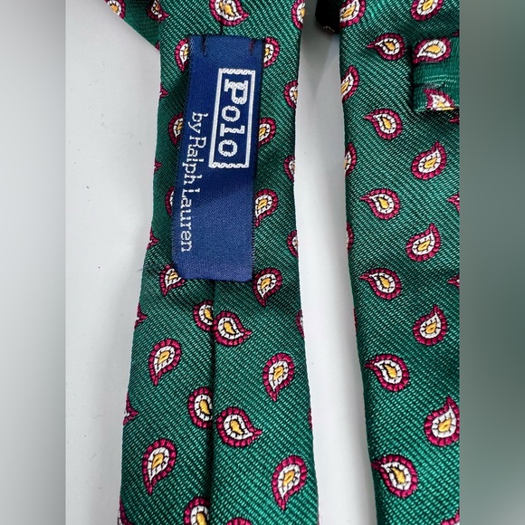Polo Ralph Lauren Green Silk Tie Paisley "The Polo Tie" NWT 56" - Picture 5 of 6